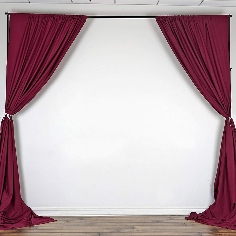 5 Feet x 10 Feet Burgundy Polyester Poplin Backdrop Drape Curtains, Photography Event Decor 1 Pair
