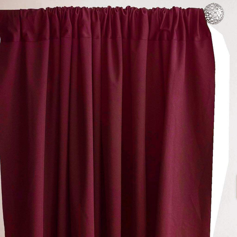 5 Feet x 10 Feet Burgundy Polyester Poplin Backdrop Drape Curtains, Photography Event Decor 1 Pair