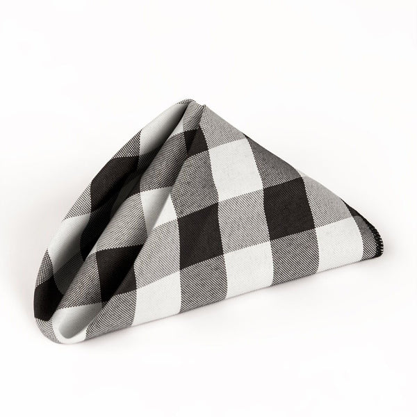 Checkered Napkins - Black - 15-Inch Polyester Napkins (1-Dozen) Checkered Napkins