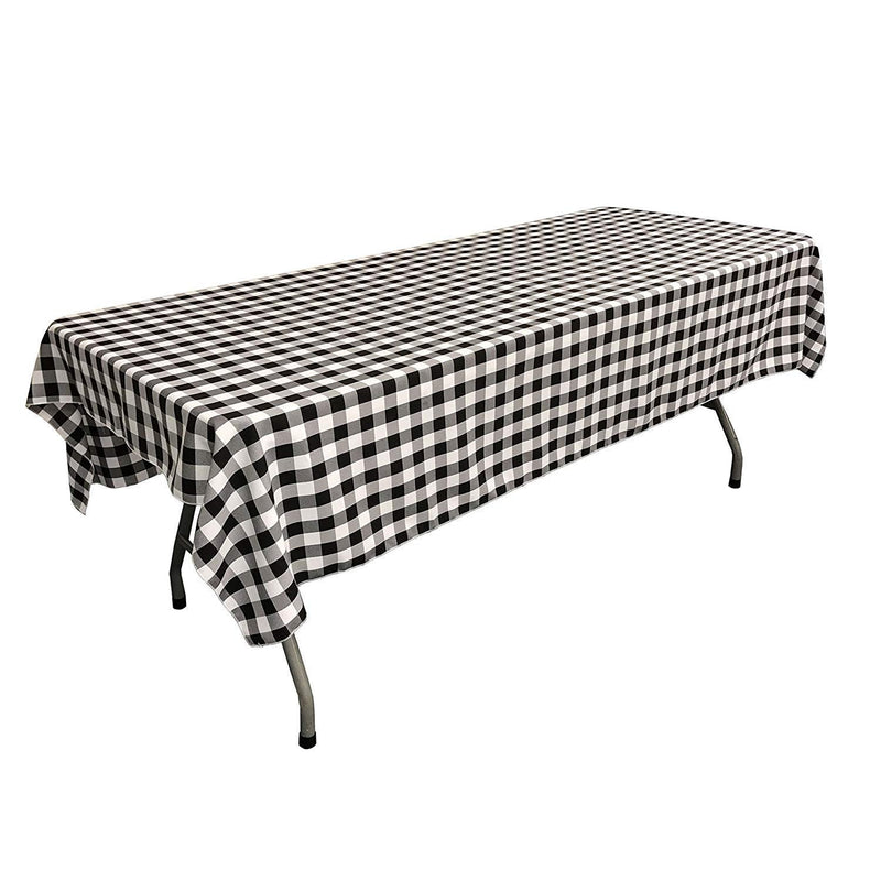 60" Rectangular Checkered Tablecloth (Black/White) Linen Checkered Tablecloth