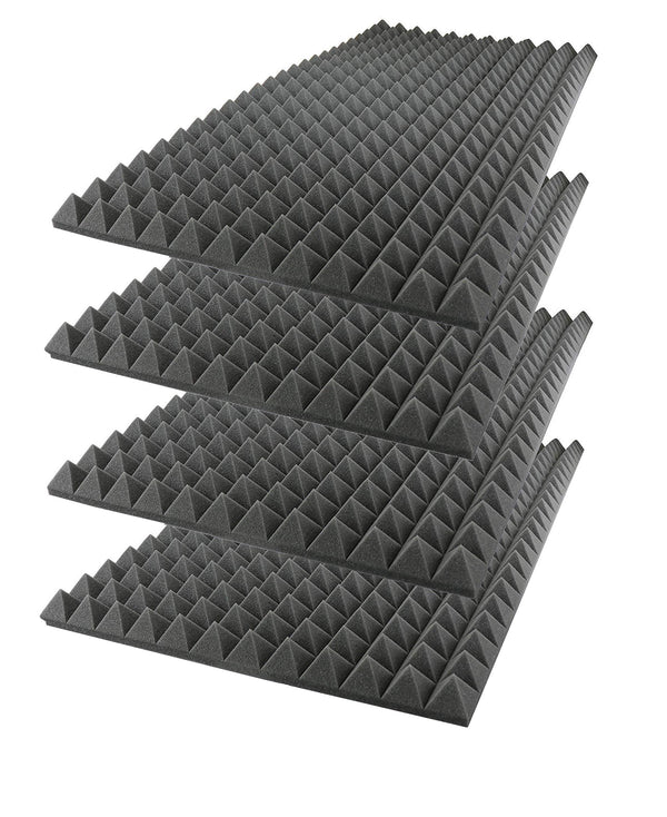 2"X24"X48" Charcoal Acoustic Foam Sound Absorption Pyramid Studio Treatment Wall Panel (4 Pack)
