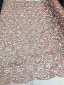 Guipure Lace Fabric Blush Rose - Embroidered Floral Bridal Lace Guipure Wedding Dress By The Yard