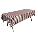 60" Rectangular Checkered Tablecloth (Burgundy/White) Linen Checkered Tablecloth