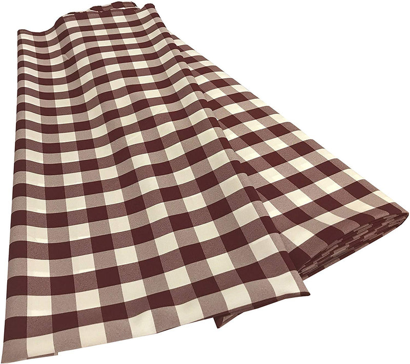 Checkered Poplin - Burgundy - Polyester Poplin Flat Fold Solid Color 60" Fabric Bolt By Yard