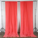 5 Feet x 10 Feet - Coral - Polyester Poplin Backdrop Drape Curtains, Photography Event Decor 1 Pair