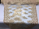 Lace Fabric - Champagne - Corded Flowers Embroidery With Sequins On Mesh Sold By The Yard