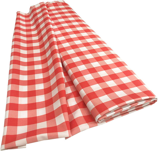 Checkered Poplin - Coral - Polyester Poplin Flat Fold Solid Color 60" Fabric Bolt By Yard