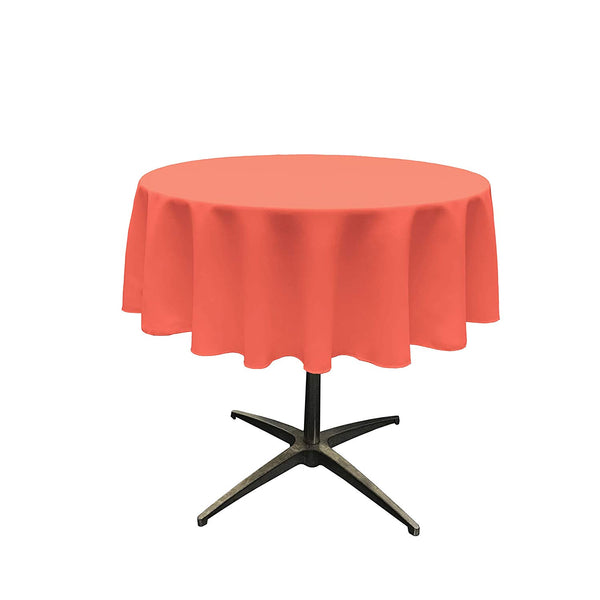 Round Tablecloth - Coral - Round Banquet Polyester Cloth, Wrinkle Resist Quality (Pick Size)