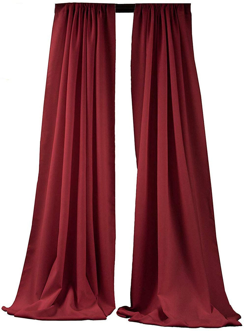 5 Feet x 10 Feet - Cranberry - Polyester Backdrop Drape Curtains, Polyester Poplin Backdrop 1 Pair