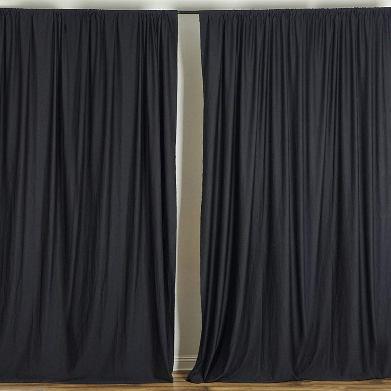 5 Feet x 10 Feet - Black - Polyester Poplin Backdrop Drape Curtains, Photography Event Decor 1 Pair