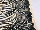 4 Way Stretch - Black - Vines Design Sequins Fabric Embroidered On Mesh Sold By The Yard