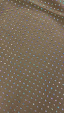 Solid Color Rhinestone Fabric - Brown - 4 Way Stretch Soft Solid Color Fabric with Crystal Stones Sold By Yard