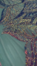 Lavender Iridescent - 4 Way Stretch Embroidered Royalty Sequins Design Fabric By Yard