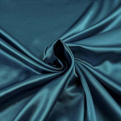 Stretch 60" Charmeuse Satin Fabric - DARK TEAL - Super Soft Silky Satin Sold By The Yard