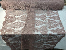 Floral - Dusty Rose - Embroided Lace Fabric Damask Pattern - Beautiful Fabrics Sold by The Yard