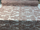 Floral - Dusty Rose - Embroided Lace Fabric Damask Pattern - Beautiful Fabrics Sold by The Yard