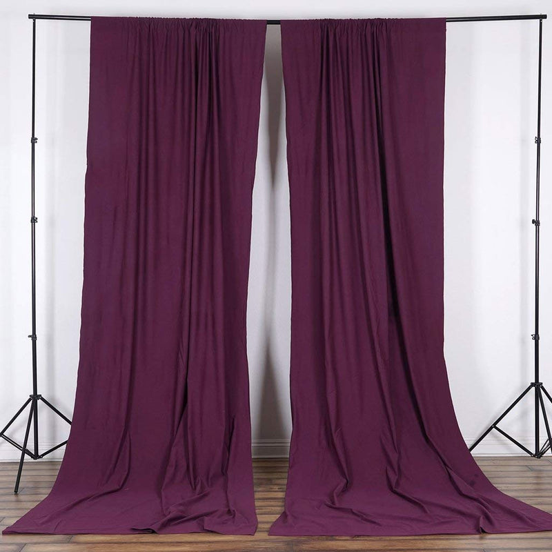 5 Feet x 10 Feet EggPlant Polyester Poplin Backdrop Drape Curtains, Photography Event Decor 1 Pair