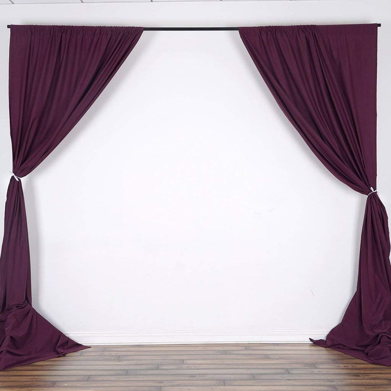 5 Feet x 10 Feet EggPlant Polyester Poplin Backdrop Drape Curtains, Photography Event Decor 1 Pair