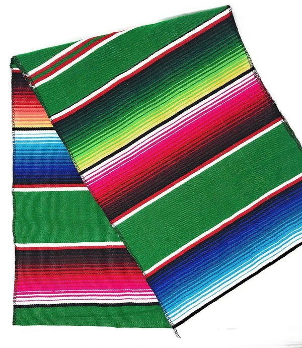 Mexican Sarape - Emerald Green - Table Runner 14" Wide by 84" Long Table Runner/Fiesta Table Runner