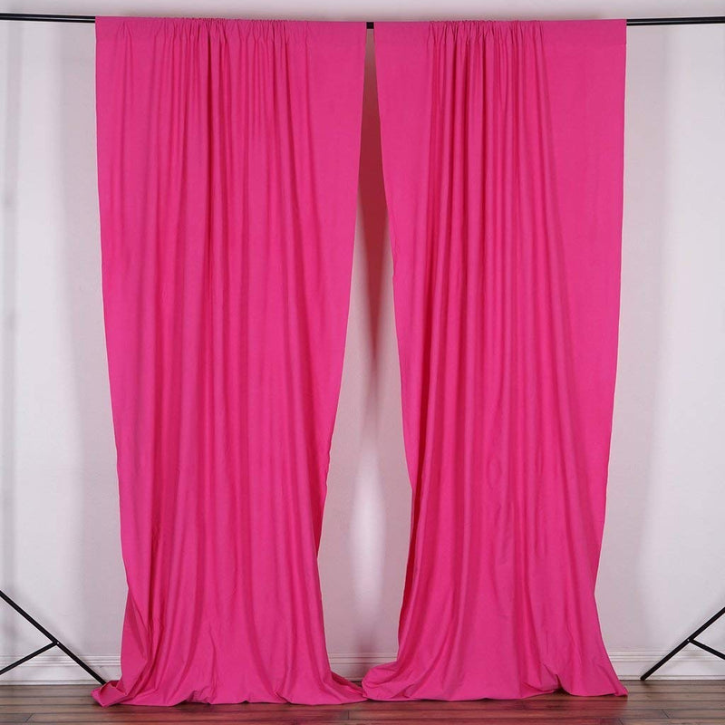 5 Feet x 10 Feet - Fuschia Polyester Poplin Backdrop Drape Curtains Photography Event Decor 1 Pair