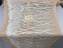 4 Way Stretch - White - Vines Design Sequins Fabric Embroidered On Nude Mesh Sold By The Yard