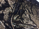 Mermaid Sequins Fabric Reversible 2 Way Stretch Black / Gold Shiny Flip Up Prom-Gown 40 Yards