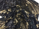 Mermaid Sequins Fabric Reversible 2 Way Stretch Black / Gold Shiny Flip Up Prom-Gown 40 Yards