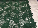 Guipure Lace Fabric - Hunter Green - Embroidered Bridal Wedding Dress Design Sold By The Yard