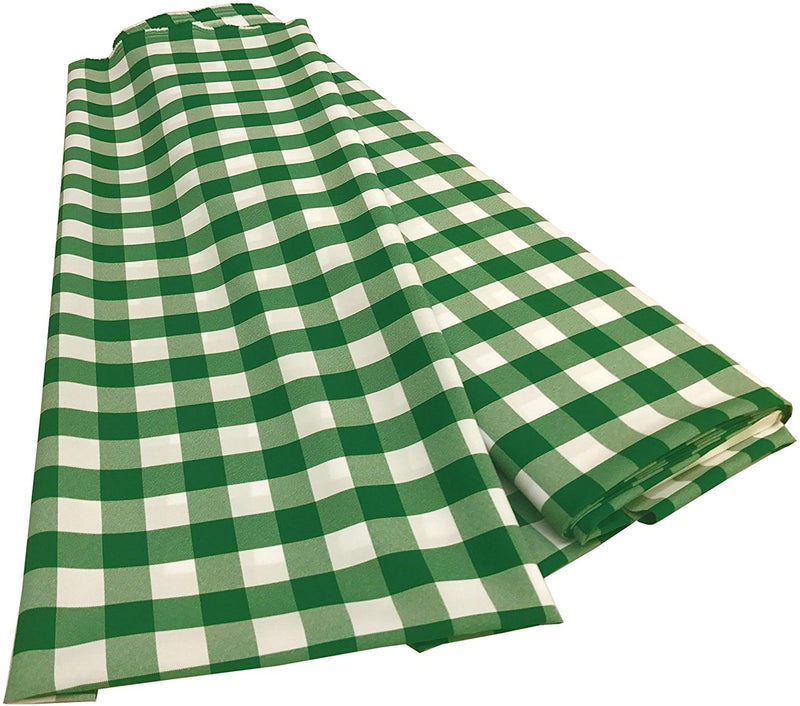 Checkered Poplin - Green - Polyester Poplin Flat Fold Solid Color 60" Fabric Bolt By Yard
