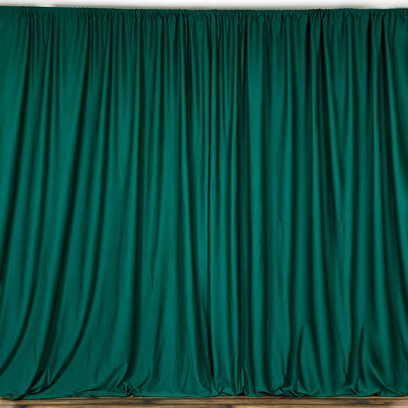 5 Feet x 10 Feet - Hunter Green Polyester Poplin Backdrop Drape Curtains, Photography Decor 1 Pair