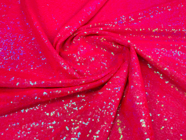 Mini Glitz Sequins - Iridescent Hot Pink -  Stretch Shiny Sequins Mesh Fabric Sold By The Yard