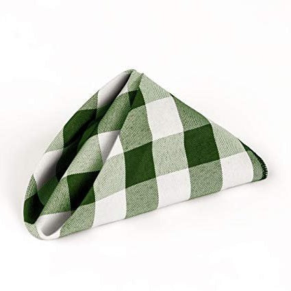 Checkered Napkins - Hunter Green - 15-Inch Polyester Napkins (1-Dozen) Checkered Napkins