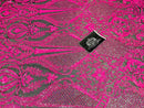 4 Way Stretch Fabric - Neon Pink - Fancy Pattern Design Sequins Fashion Fabric Mesh By Yard