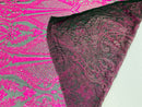 4 Way Stretch Fabric - Neon Pink - Fancy Pattern Design Sequins Fashion Fabric Mesh By Yard