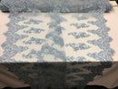 Beaded Bridal Lace - Baby Blue - Sold By The Yard Floral Embroidered Sequins Wedding Fabric