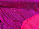 Mini Glitz Sequins -  Fuschia - Mini Sequins on 4 Way Stretch Lace Mesh Fabric