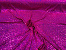 Mini Glitz Sequins -  Fuschia - Mini Sequins on 4 Way Stretch Lace Mesh Fabric