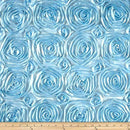 Satin Rosette Fabric - Baby Blue - 3D Rosette Satin Floral Fabric Sold By Yard