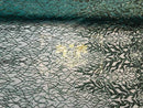Leaf Design Sequin Fabric - Hunter Green - 4 Way Stretch Embroidered Elegant Fabric By The Yard