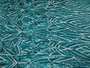Geometric Fabric - Hunter Green - Geometric Sequins Pattern Design 4 Way Stretch Sold By Yard