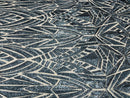 Geometric Fabric - Charcoal - Geometric Sequins Pattern Design 4 Way Stretch Sold By Yard