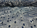 Geometric Sequins Fabric - Navy/Silver - Triangle Firework Pattern 4 Way Stretch Sold By Yard