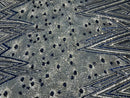 Geometric Sequins Fabric - Navy/Silver - Triangle Firework Pattern 4 Way Stretch Sold By Yard