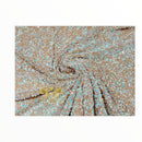 Velvet Stretch Sequins - Aqua Sequins On Nude Velvet - 2 Way Stretch Velvet Fabric 58/60”