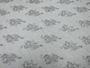 Flower Lace Fabric - White/Silver - Floral Clusters Embroidered on Mesh Lace Fabric