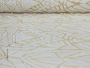 Geometric Fabric - White - Geometric Sequins Pattern Design 4 Way Stretch Sold By Yard