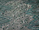 Geometric Sequins Fabric - Hunter Green - Triangle Firework Pattern 4 Way Stretch Sold By Yard