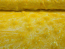 Geometric Sequins Fabric - Iridescent Yellow - Triangle Firework Pattern 4 Way Stretch Sold By Yard
