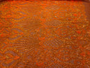 Damask Geometric Sequins - Orange - 4 Way Stretch Sequins Damask Pattern Design Sold By Yard