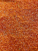 Velvet Stretch Sequins - Orange Sequin on Orange 2 Way Stretch Velvet Fabric 58/60”